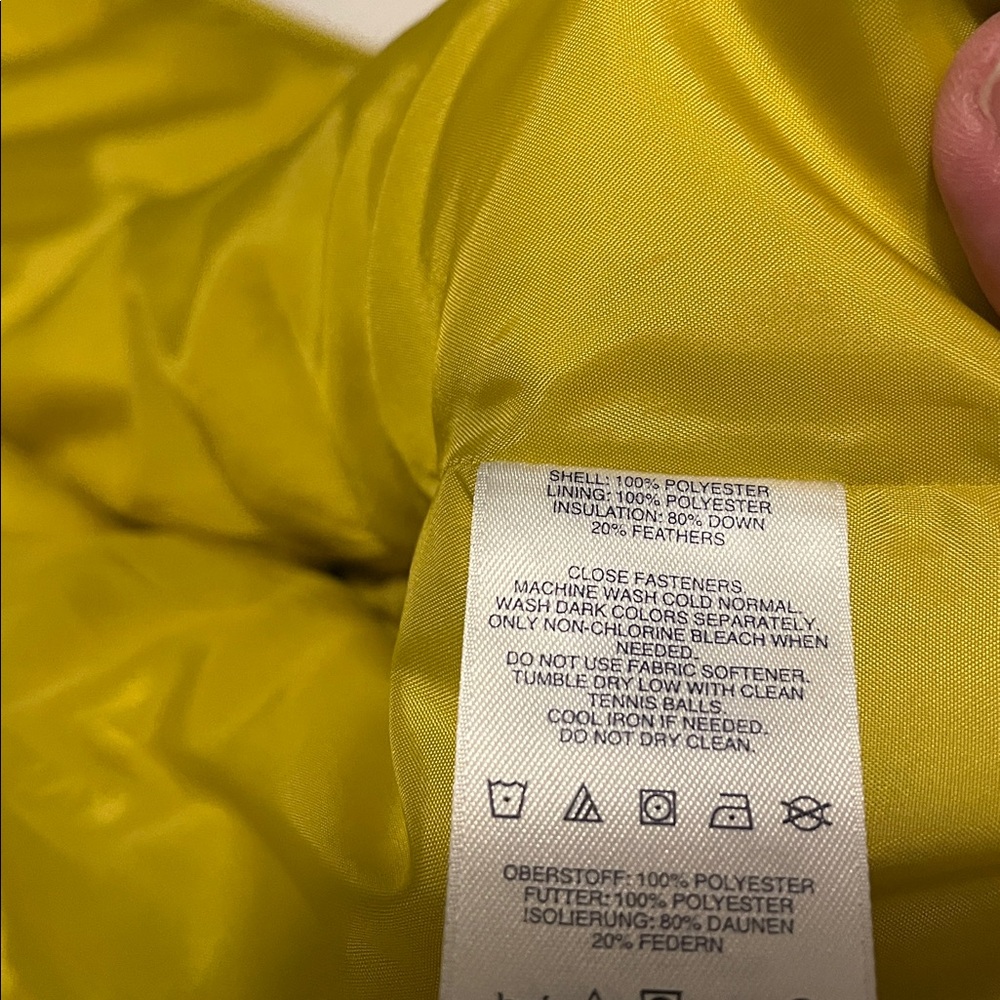 Lands' End Yellow Puffer Vest with Gray Collar - Picture 6 of 8